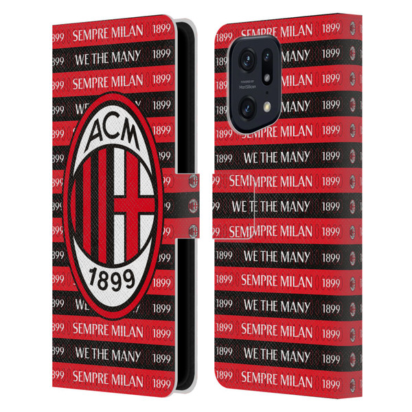 AC Milan Art Sempre Milan 1899 Leather Book Wallet Case Cover For OPPO Find X5 Pro