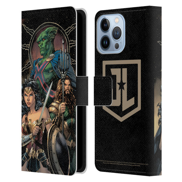 Zack Snyder's Justice League Snyder Cut Graphics Martian Manhunter Wonder Woman Leather Book Wallet Case Cover For Apple iPhone 13 Pro Max