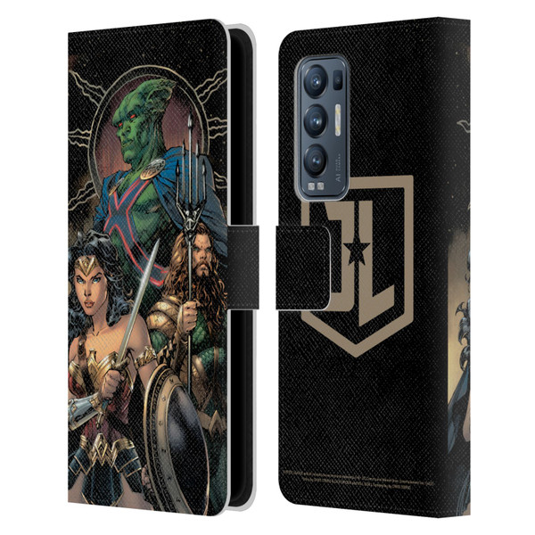 Zack Snyder's Justice League Snyder Cut Graphics Martian Manhunter Wonder Woman Leather Book Wallet Case Cover For OPPO Find X3 Neo / Reno5 Pro+ 5G
