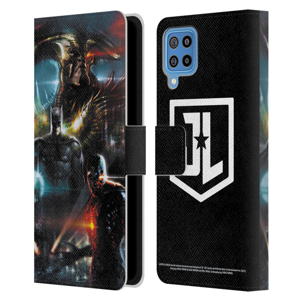 Zack Snyder's Justice League Snyder Cut Graphics Steppenwolf, Batman, Cyborg Leather Book Wallet Case Cover For Samsung Galaxy F22 (2021)