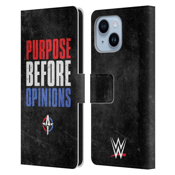 WWE Austin Theory Purpose Before Opinions Leather Book Wallet Case Cover For Apple iPhone 14 Plus