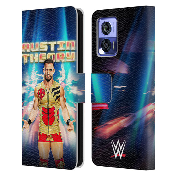 WWE Austin Theory Portrait Leather Book Wallet Case Cover For Motorola Edge 30 Neo 5G