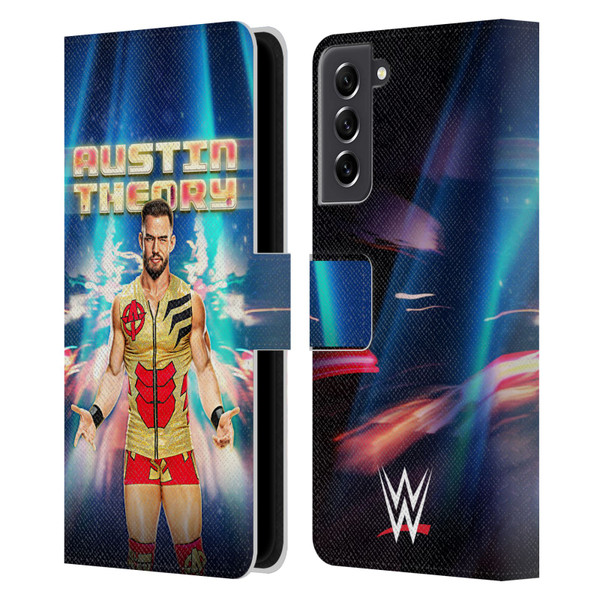 WWE Austin Theory Portrait Leather Book Wallet Case Cover For Samsung Galaxy S21 FE 5G