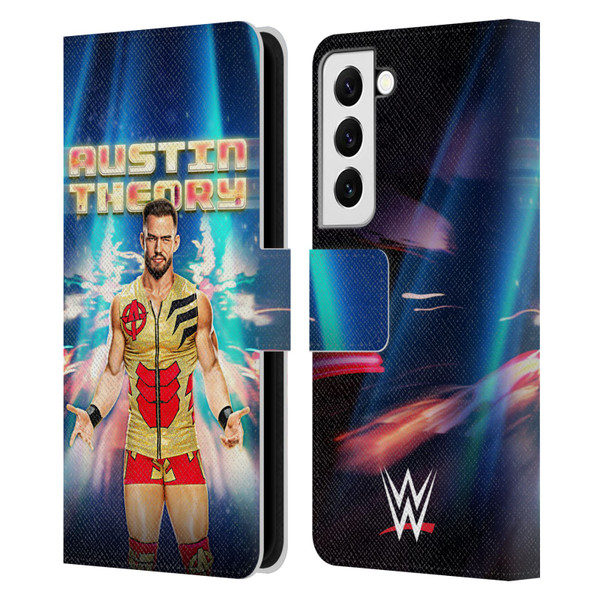 WWE Austin Theory Portrait Leather Book Wallet Case Cover For Samsung Galaxy S22 5G