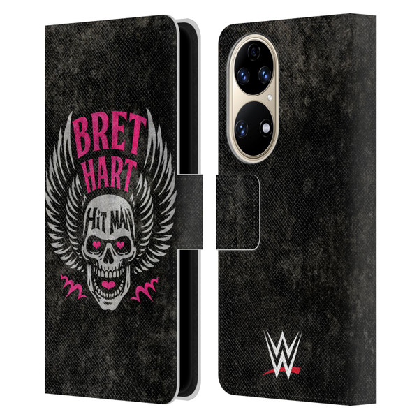 WWE Bret Hart Hitman Skull Leather Book Wallet Case Cover For Huawei P50
