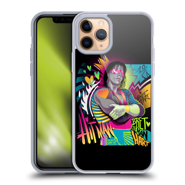 WWE Bret Hart Neon Art Soft Gel Case for Apple iPhone 11 Pro
