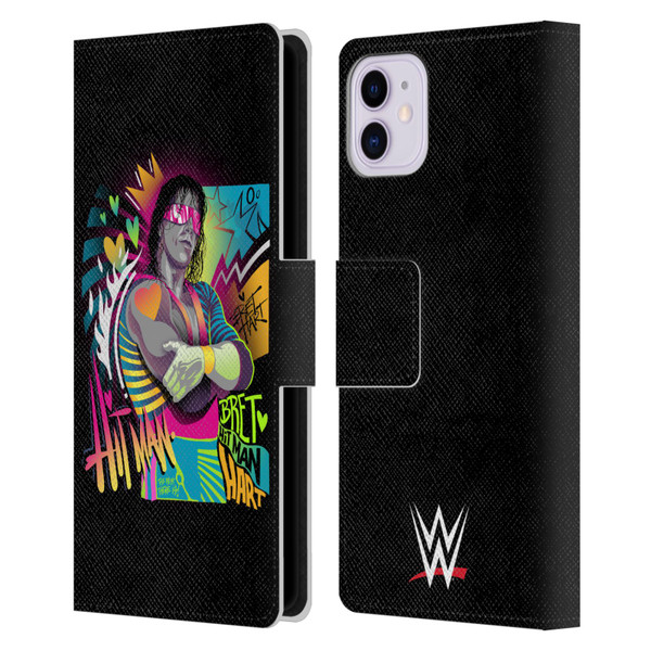 WWE Bret Hart Neon Art Leather Book Wallet Case Cover For Apple iPhone 11