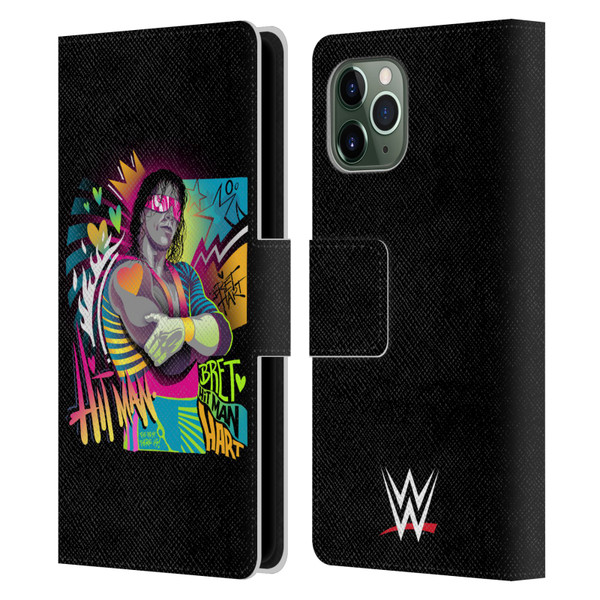 WWE Bret Hart Neon Art Leather Book Wallet Case Cover For Apple iPhone 11 Pro