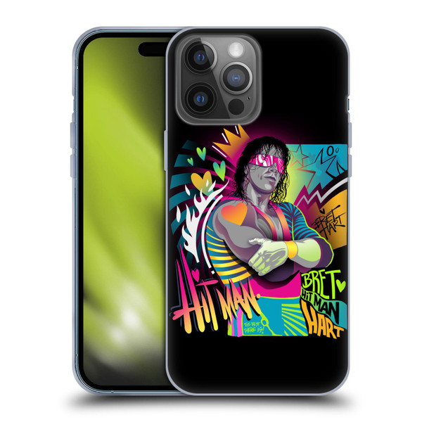 WWE Bret Hart Neon Art Soft Gel Case for Apple iPhone 14 Pro Max