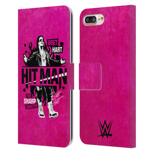 WWE Bret Hart Hitman Leather Book Wallet Case Cover For Apple iPhone 7 Plus / iPhone 8 Plus