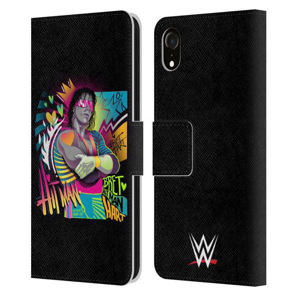 WWE Bret Hart Neon Art Leather Book Wallet Case Cover For Apple iPhone XR