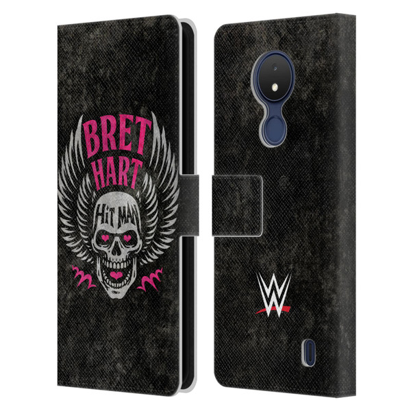 WWE Bret Hart Hitman Skull Leather Book Wallet Case Cover For Nokia C21