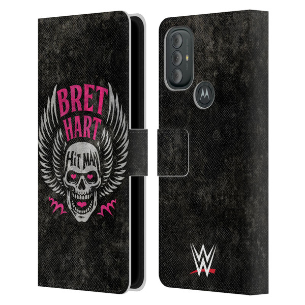 WWE Bret Hart Hitman Skull Leather Book Wallet Case Cover For Motorola Moto G10 / Moto G20 / Moto G30
