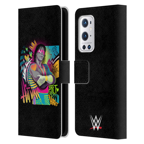 WWE Bret Hart Neon Art Leather Book Wallet Case Cover For OnePlus 9 Pro