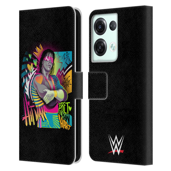 WWE Bret Hart Neon Art Leather Book Wallet Case Cover For OPPO Reno8 Pro