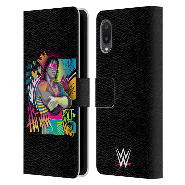 WWE Bret Hart Neon Art Leather Book Wallet Case Cover For Samsung Galaxy A02/M02 (2021)