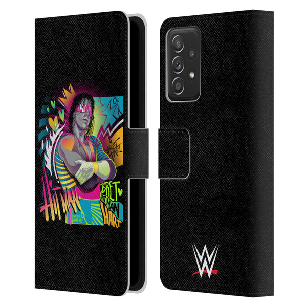 WWE Bret Hart Neon Art Leather Book Wallet Case Cover For Samsung Galaxy A52 / A52s / 5G (2021)