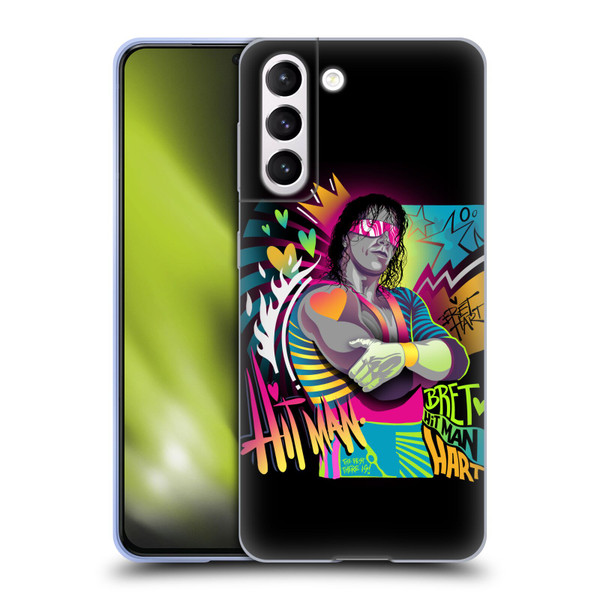 WWE Bret Hart Neon Art Soft Gel Case for Samsung Galaxy S21 5G
