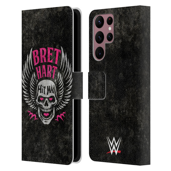 WWE Bret Hart Hitman Skull Leather Book Wallet Case Cover For Samsung Galaxy S22 Ultra 5G