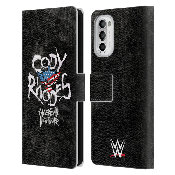 WWE Cody Rhodes Distressed Name Leather Book Wallet Case Cover For Motorola Moto G52