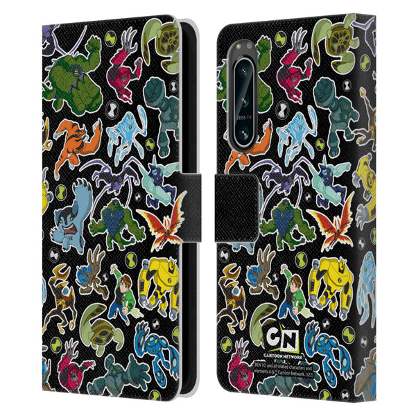 Ben 10: Ultimate Alien Graphics Alien Pattern Leather Book Wallet Case Cover For Sony Xperia 5 IV