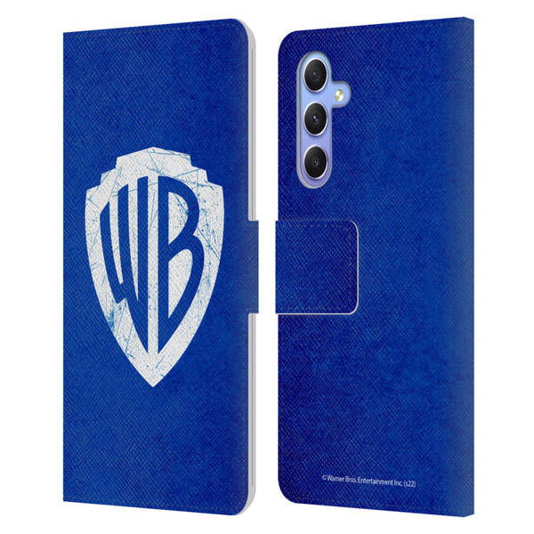 Warner Bros. Shield Logo Distressed Leather Book Wallet Case Cover For Samsung Galaxy A34 5G