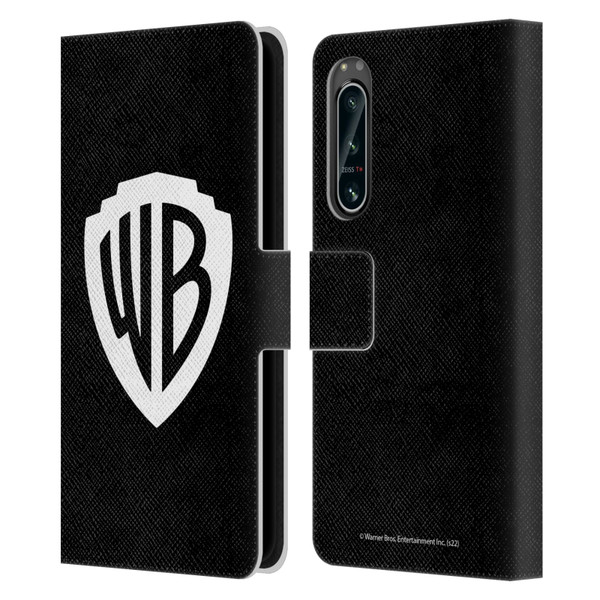 Warner Bros. Shield Logo Black Leather Book Wallet Case Cover For Sony Xperia 5 IV