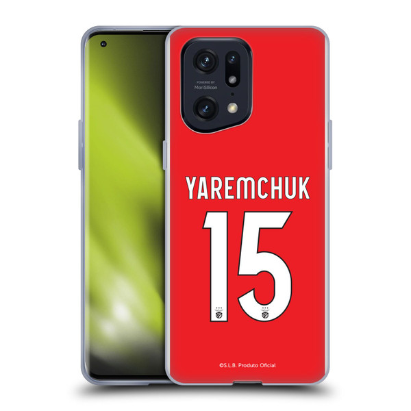 S.L. Benfica 2021/22 Players Home Kit Roman Yaremchuk Soft Gel Case for OPPO Find X5 Pro