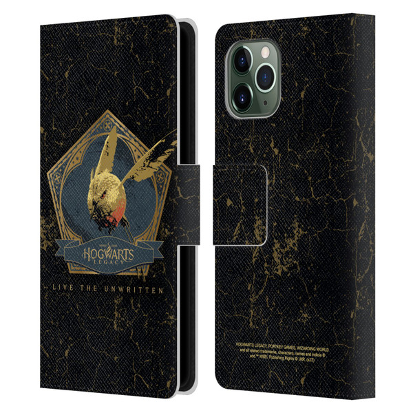 Hogwarts Legacy Graphics Golden Snidget Leather Book Wallet Case Cover For Apple iPhone 11 Pro