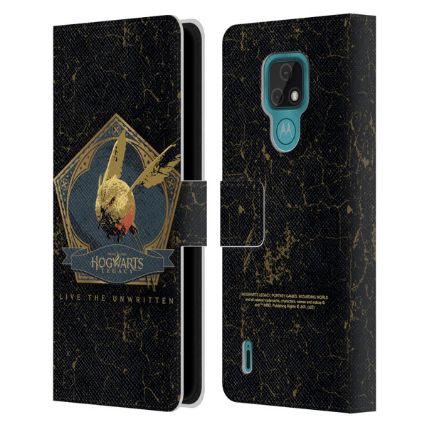 Hogwarts Legacy Graphics Golden Snidget Leather Book Wallet Case Cover For Motorola Moto E7
