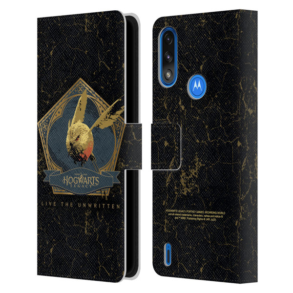 Hogwarts Legacy Graphics Golden Snidget Leather Book Wallet Case Cover For Motorola Moto E7 Power / Moto E7i Power