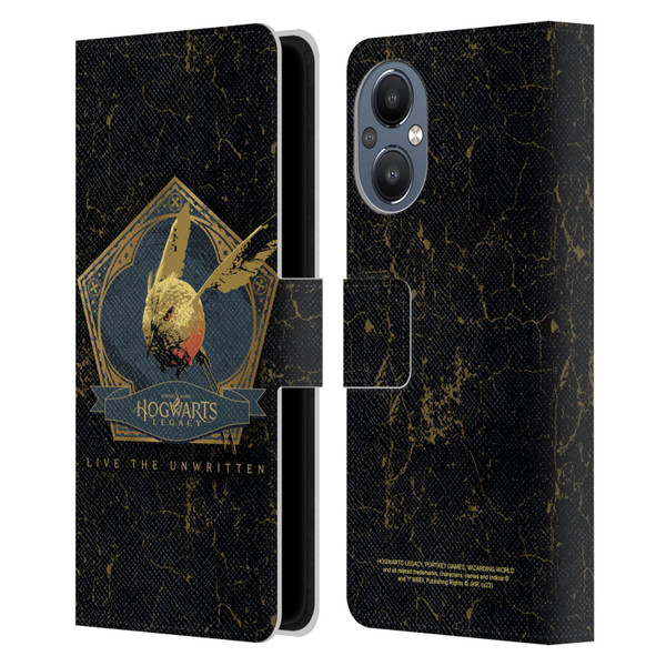 Hogwarts Legacy Graphics Golden Snidget Leather Book Wallet Case Cover For OnePlus Nord N20 5G