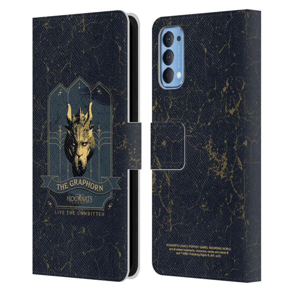 Hogwarts Legacy Graphics The Graphorn Leather Book Wallet Case Cover For OPPO Reno 4 5G