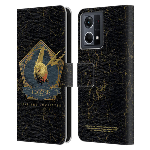 Hogwarts Legacy Graphics Golden Snidget Leather Book Wallet Case Cover For OPPO Reno8 4G
