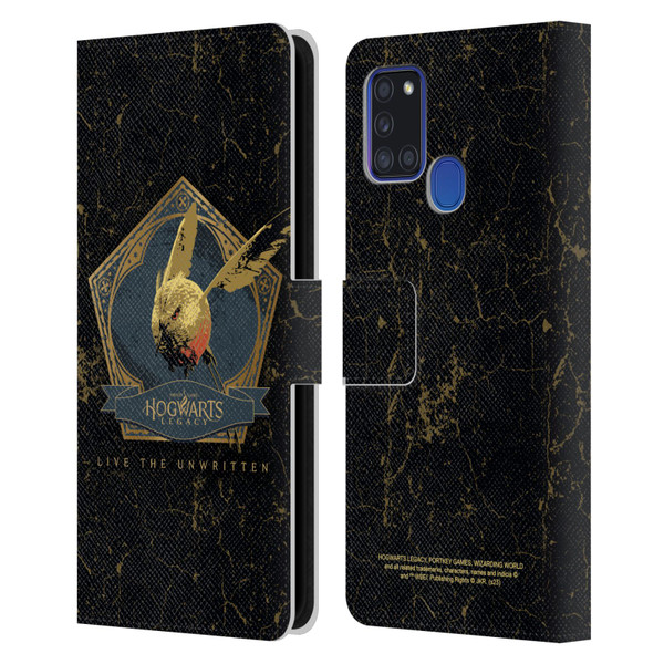 Hogwarts Legacy Graphics Golden Snidget Leather Book Wallet Case Cover For Samsung Galaxy A21s (2020)