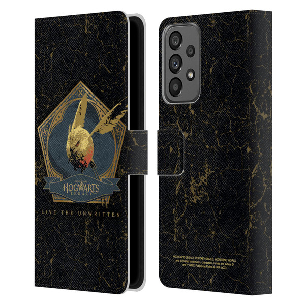 Hogwarts Legacy Graphics Golden Snidget Leather Book Wallet Case Cover For Samsung Galaxy A73 5G (2022)