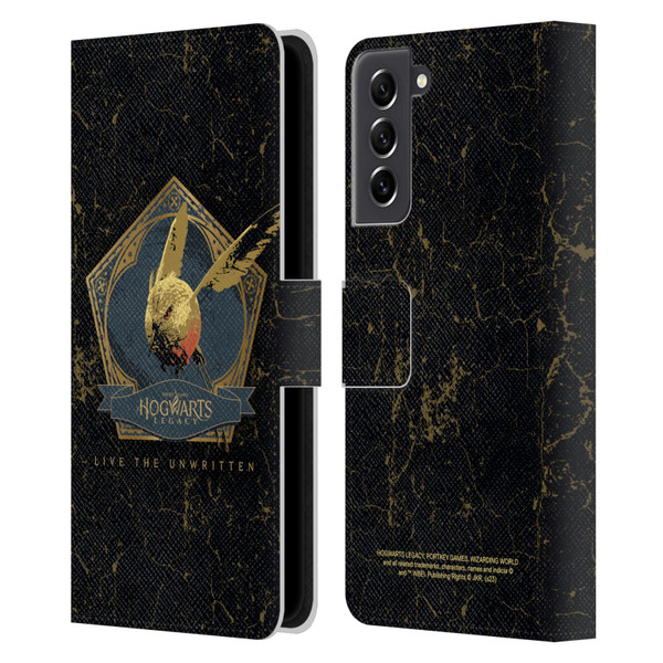 Hogwarts Legacy Graphics Golden Snidget Leather Book Wallet Case Cover For Samsung Galaxy S21 FE 5G