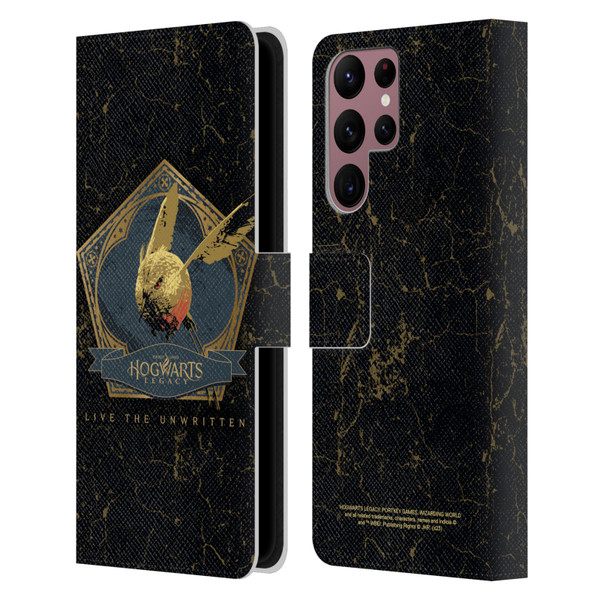 Hogwarts Legacy Graphics Golden Snidget Leather Book Wallet Case Cover For Samsung Galaxy S22 Ultra 5G