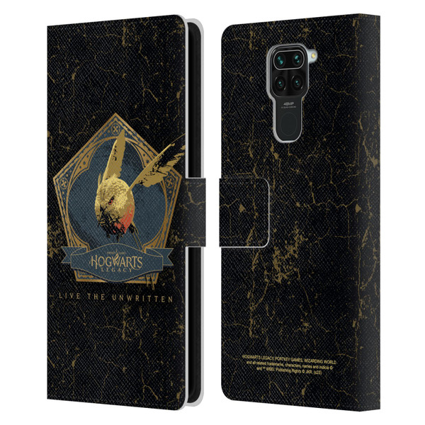 Hogwarts Legacy Graphics Golden Snidget Leather Book Wallet Case Cover For Xiaomi Redmi Note 9 / Redmi 10X 4G