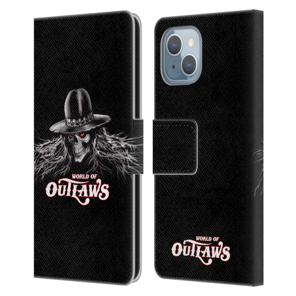 World of Outlaws Skull Rock Graphics Logo Leather Book Wallet Case Cover For Apple iPhone 14