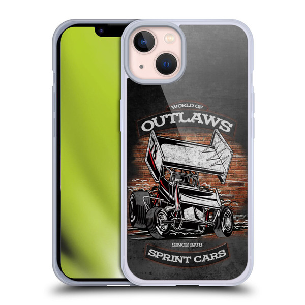 World of Outlaws Western Graphics Brickyard Sprint Car Soft Gel Case for Apple iPhone 13