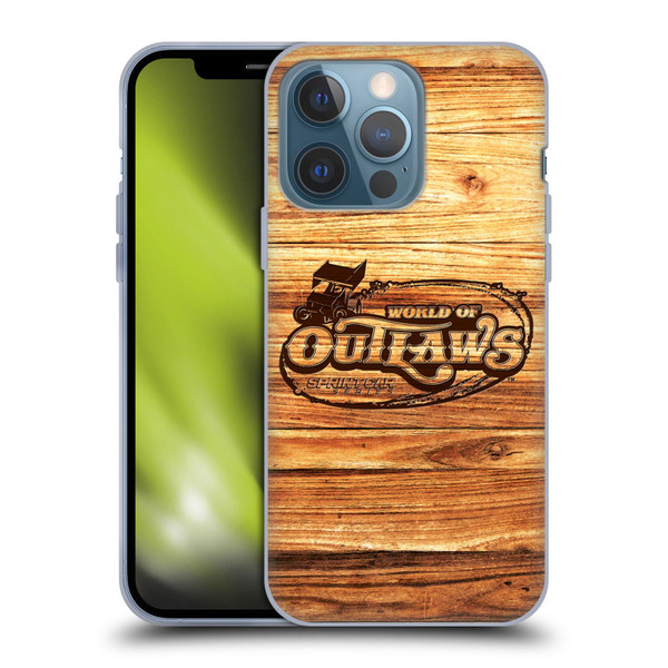 World of Outlaws Western Graphics Wood Logo Soft Gel Case for Apple iPhone 13 Pro
