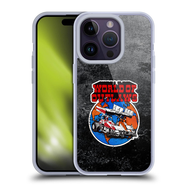 World of Outlaws Western Graphics Distressed Sprint Car Logo Soft Gel Case for Apple iPhone 14 Pro