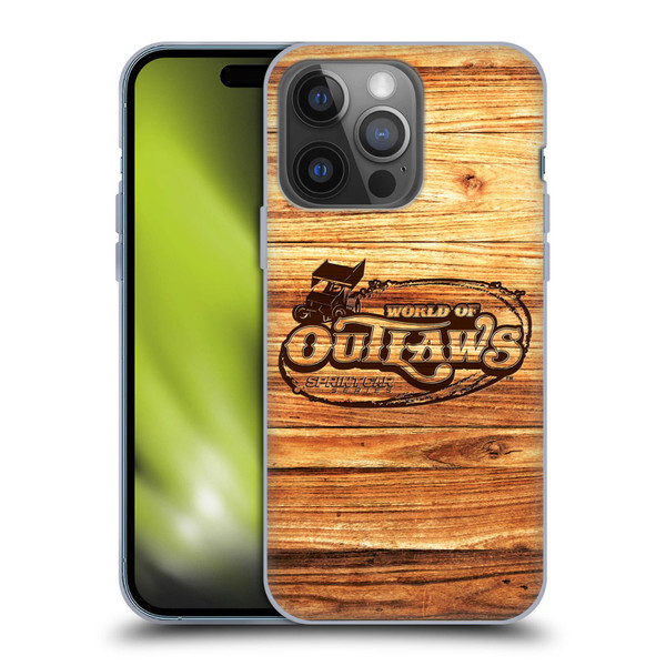 World of Outlaws Western Graphics Wood Logo Soft Gel Case for Apple iPhone 14 Pro