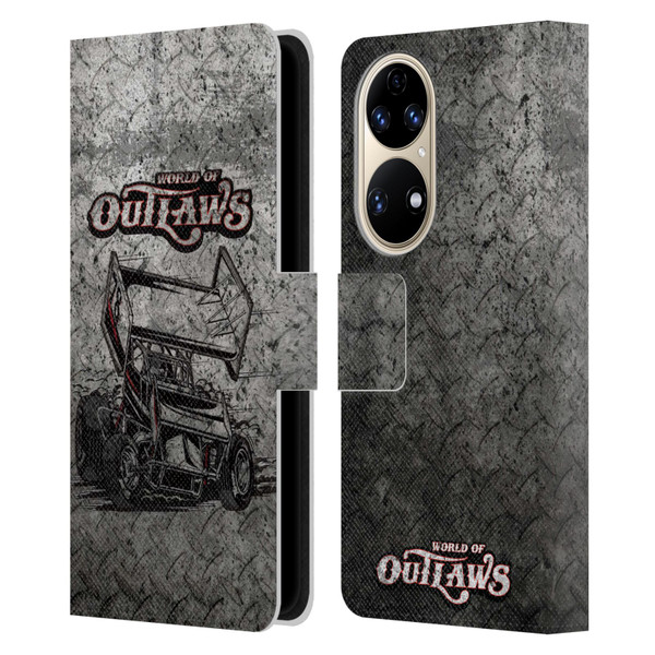 World of Outlaws Western Graphics Sprint Car Leather Book Wallet Case Cover For Huawei P50
