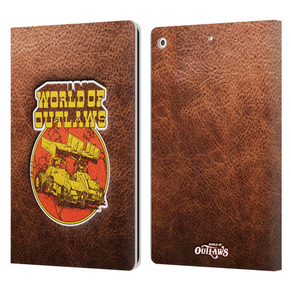 World of Outlaws Western Graphics Sprint Car Leather Print Leather Book Wallet Case Cover For Apple iPad 10.2 2019/2020/2021