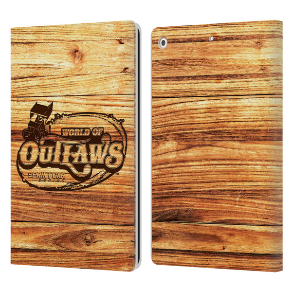 World of Outlaws Western Graphics Wood Logo Leather Book Wallet Case Cover For Apple iPad 10.2 2019/2020/2021