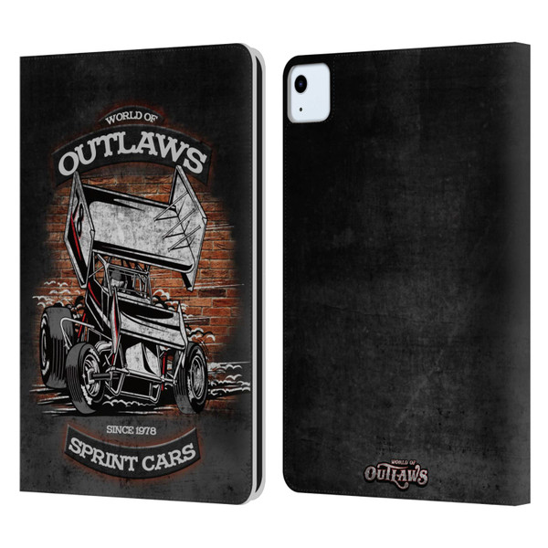 World of Outlaws Western Graphics Brickyard Sprint Car Leather Book Wallet Case Cover For Apple iPad Air 2020 / 2022