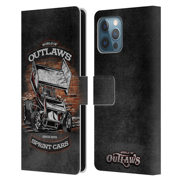 World of Outlaws Western Graphics Brickyard Sprint Car Leather Book Wallet Case Cover For Apple iPhone 12 Pro Max