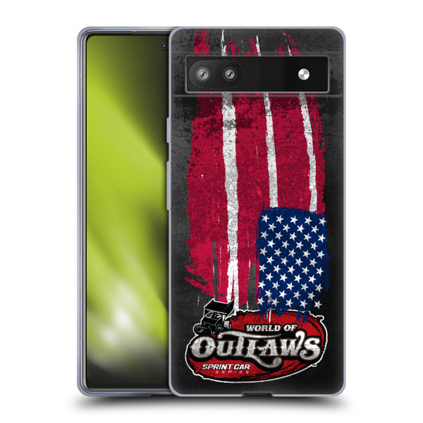 World of Outlaws Western Graphics US Flag Distressed Soft Gel Case for Google Pixel 6a